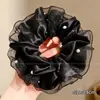 Ligas para el cabello estilo coreano, ligeras, con estampado de leopardo, elásticos para el cabello retro extragrandes, bandas elásticas para el cabello muy elásticas, scrunchies de moda para mujer