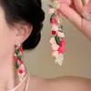 Aretes de Borla con Cuentas para Vacaciones en la Playa para Mujer, Aretes Florales de Dopamina de Verano 2026, Accesorios para Orejas Exagerados Únicos y Deslumbrantes