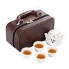 Juego de Té para Viaje Juego de Una Tetera Cuatro Tazas Caja de Cuero Juego de Té Portátil Regalo para Actividad Portátil Regalo Empresarial de Compañía de Seguros
