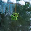 Colgante de Dinosaurio Verde Lindo Nuevo Creativo Navideño Transfronterizo Decoración de Árbol de Navidad Espejo Retrovisor de Coche Hogar Nochevieja