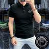 Nuevo polo de manga corta para hombre verano 2024 cómodo algodón perla transpirable ajustado cuello de manga media moda para hombre