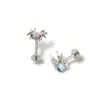 Set de Aretes Araña de Aleación de Titanio F136 con Ópalo Aurora Joyería de Perforación Personalizada de Alta Gama Clavos para Hueso de la Oreja Venta Caliente Transfronteriza