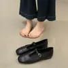 2026 Estilo Nuevo Brisa Vespertina Zapatos Suaves Forma T Punta Redonda Mary Jane Francés Planos de Mujer Zapatos Plateados