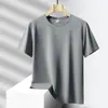 Nova camiseta de seda gelada de verão, casual esportiva, respirável, secagem rápida, manga curta, toque fresco, gola redonda, para corrida ao ar livre, top plus size