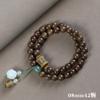 Sándalo madera sombría pulsera estilo nacional para hombres y mujeres doble círculo pulsera de pareja con colgante de loto Wen play cuentas de Buda madera
