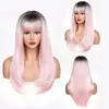 Peluca europea y americana de estilo transfronterizo, larga, recta, ligeramente ondulada, con capas y flequillo, disponible para venta al por mayor desde el fabricante