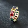 Anillo Abierto Rongxing Transfronterizo Europeo y Americano Geométrico de Círculo Completo Incrustado con Diamantes, Multicolor Ajustable, Adecuado para Uso Diario