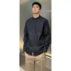 Camisa Elegante de Sarja Pesada Estilo Retro Japonés para Primavera y Otoño Nueva Moda Masculina Versátil Color Sólido Casual de Manga Larga