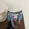 2025 Nueva Moda Bolso de Mano Caricatura Niña Bolso de Hombro Lindo Pequeño Cuadrado Bolso Casual Cuadros Lona Bolso Mujeres