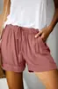 Amazon Wish Shorts Casuais Femininos Verão 2025 Novo Estilo Europeu Cintura Alta Amarração Soltos Perna Larga Calça