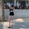 Shorts de mezclilla negros palabra A para mujer verano Spice Girls elásticos cintura alta corte slim pequeños hot pants pantalones rectos de pierna ancha