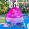 Bolsa de Almacenamiento para Pelotas de Playa Gran Capacidad Cesta de Almacenamiento para Pelotas Rebotantes Infantiles Bolsa de Malla Lavable Transpirable Bolsa Blanca