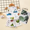 Conjunto de Chaleco de Malla Fina de Algodón de Verano para Niños Bebés Niños y Niñas Hueco Sin Mangas Shorts Conjunto de Dos Piezas Moda Infantil
