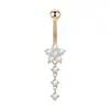 Novo Anel de Umbigo com Pingente de Flor de Aço Inoxidável Zircônia Unha de Umbigo Diamante Joia para Body Piercing Atacado