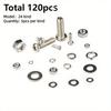 Kit Combinado de Tornillo de Cabeza Redonda con Ranura Cruzada, Tuerca y Arandela Plana 120 Piezas 200 Piezas M2-M5 M2M2.5