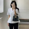 Las tallas se han actualizado. Traje Elegante Retro Sencillo Estilo Coreano con Cuello de Solapa, de Botonadura Única, Ceñido a la Cintura, Blazer Delgado de Manga Corta