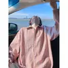 Camisa top de marca da moda para homens e mulheres outono tamanho gaze bolha rosa lapela manga longa solta oversized pulôver falso duas peças