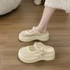 Zapatillas de Malla de Suela Gruesa Estilo Princesa Estilo Coreano con Lazo y Perlas Verano Nuevo Plataforma de Gama Alta Sandalias de Punta