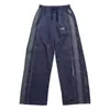 Pantalones de paracaidista para exteriores de estilo retro americano, con paneles laterales de retazos y cintura elástica, unisex, elegantes, de corte holgado, versátiles, deportivos, modernos