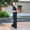 Conjunto Esportivo para Mulheres, Estilo Verão para Mães de Meia-Idade, Camiseta Elegante de Manga Curta para Senhoras, Top de Verão de Alta Qualidade com Visual Jovem