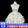 Vestido de Novia Corto Strapless con Lazada de Satén Tema de Exposición de Estudio Vestido de Novia para Pareja Foto de Muestra Vestido de Novia de Color Puro