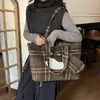 Bolsa de Tela con Dibujo de Cachorro Coreano para Mujer 2025 Nuevo Bolso de Mano de Gamuza a Cuadros Gran Capacidad Estilo Perezoso Bolso de Hombro