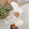 Zapatos de Padre Transfronterizos de Comercio Exterior Malla Transpirable Otoñales Zapatos Blancos Suela Gruesa que Aumentan la Altura Zapatos Casuales Talla Grande Zapatos Deportivos para Mujer