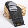 Jeans Preto de Marca Italiana de Luxo para Homens, Forrado com Lã, Novo Estilo Outono e Inverno 2025, Corte Reto Slim Fit, Calça Casual Afunilada
