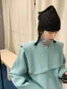 Suéter Mona Versátil de Cuello en V Holgado y Perezoso Top de Lana Ropa de Punto para Mujer Capa Base Estilo Nuevo 2022