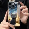 Aplicable a Funda de Vidrio Templado para Apple 18PRO 17PROMAX Funda Protectora Libro Gato iPhone16 Cielo Estrellado 17E