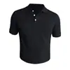 2026 Verano Hombres Delgado Negocios Solapa Seda de Hielo Manga Corta Camisa Polo Tejida Versátil Transpirable Casual Camiseta para Hombres