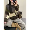Suéter Grueso de Punto con Bloques de Color para Mujer de Invierno, Nuevo Estilo Caliente de Otoño e Invierno 2026, Se Puede Usar como Capa Base o Exterior