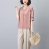 Conjunto de calça de algodão mãe e blusa bordada pequena feminino 2024 verão alta qualidade estilo estrangeiro de meia-idade top de manga curta duas peças
