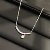 Nuevo Colgante Simple de Corazón con Incrustación de Piedra, Cadena Exquisita y Versátil Chapada en Oro para Mujer, Cadena para Clavícula, Accesorio para Mujer