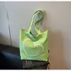 Nuevo Estilo Transfronterizo Primavera Verano 2025 Corazón Simple Moda Bolso de Lona Color Contrastante Versátil Casual para Ir al Trabajo