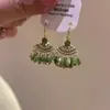 Nuevos Pendientes Retro Estilo Chino con Borlas de Gota de Agua Verde para Mujer Pendientes Étnicos Bohemios Pendientes Estilo Vacaciones Pendientes de Cristal