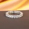 Anillo de Plata S925 de Lujo Nicho Estilo Europeo y Americano con Círculo Completo de Diamantes, Joyería Apilable Versátil y Elegante al por Mayor