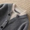 Suéter Tejido de Lana 100% para Niños Otoño Invierno Niños Niñas Cuello Redondo Pulóver Abrigo Cálido Color Sólido Botones Manga Larga