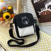 Bolsa Pequena Fofa de Lona Color Block Transversal de Ombro Único Ins Bolsinha para Moedas para Celular de Menininha Bolsa de Coelho Bolsa Quadrada Pequena Feminina