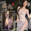 Dropshipping Lencería Sexy Encaje Vestido Morado Pijamas Deseo Puro Traje Qqny Cheongsam Uniforme Sexy F128