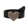 Cinturón Retro Casual de Moda para Mujer con Decoración de Corazón Texturizado Cinturón de Accesorio para Chicas Populares para Jeans y Faldas