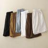 Shorts Finos de Algodão e Linho de Verão Calças Femininas de Perna Larga com Cintura Solta Nova Chegada 2025 Calças Casuais Soltas