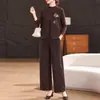 Coleção nova de 2026: Conjunto de três peças de colete jeans estilo chinês para mães, um look moderno e casual para mulheres de meia-idade e idosas