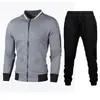 Novo Suéter com Gola Zíper Jaqueta Suéter Masculina Xadrez Cor Sólida Conjunto Cardigan