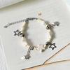 Pulsera de turquesa blanca con forma de estrella, estilo nicho, bonita, ligera, de lujo, de alta calidad, hecha a mano, con cuentas y todo a juego, ideal para novias.