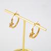 Acero Inoxidable Moda Simple Romántico Estilo Francés Vintage Distintivo Nudo Geométrico Aretes Pendientes de Aro Dorado para Mujer