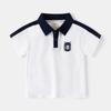 Camiseta infantil de manga curta 2024 nova jaqueta de roupas infantis de verão meninos correspondência de cores camisa pólo de manga curta solta 1 geração