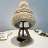 Gorro de Punto de Invierno con Patrón Jacquard, Estilo Étnico, Protección para las Orejas, Cálido y Grueso, Adelgazante, Gorro Cónico para Mujer