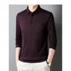 Camiseta de manga larga con bolsillo para papá para primavera y otoño, Camisa de cuello para hombres de mediana edad de negocios sin planchado, Prenda base para hombre