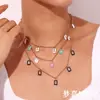 Collar de Diseño Nicho de Celebridad de Internet de Moda Europea y Americana Acero Inoxidable Chapado en Oro Rectangular Gota de Agua Zircón Gota de Aceite Collar con Colgante para Mujer